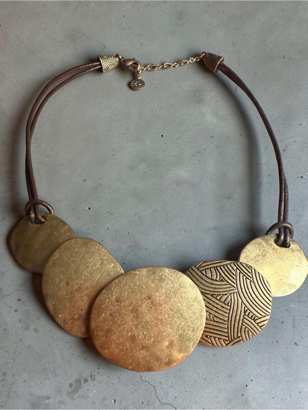 Designer Gold Disc Statement Necklace for Women